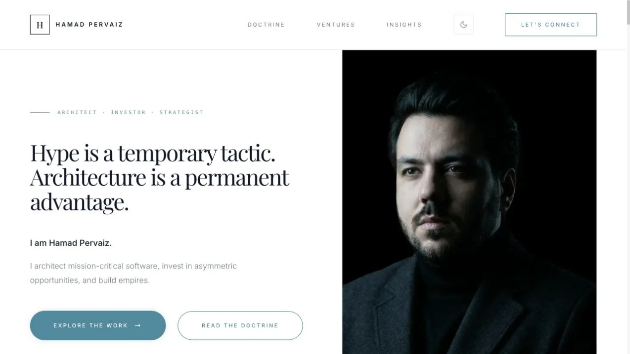 Desktop view of the Hamad Pervaiz website