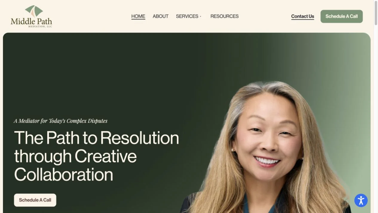 Desktop view of the Middle Path Mediation website