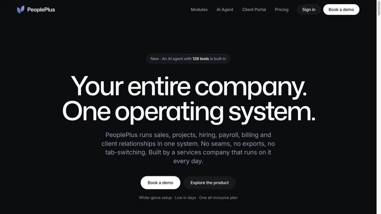 Desktop view of the PeoplePlus website