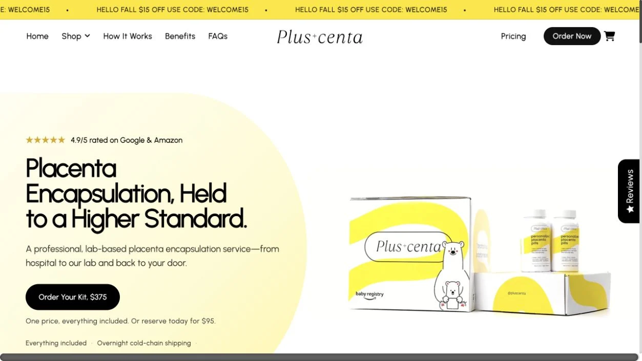 Desktop view of the Pluscenta website