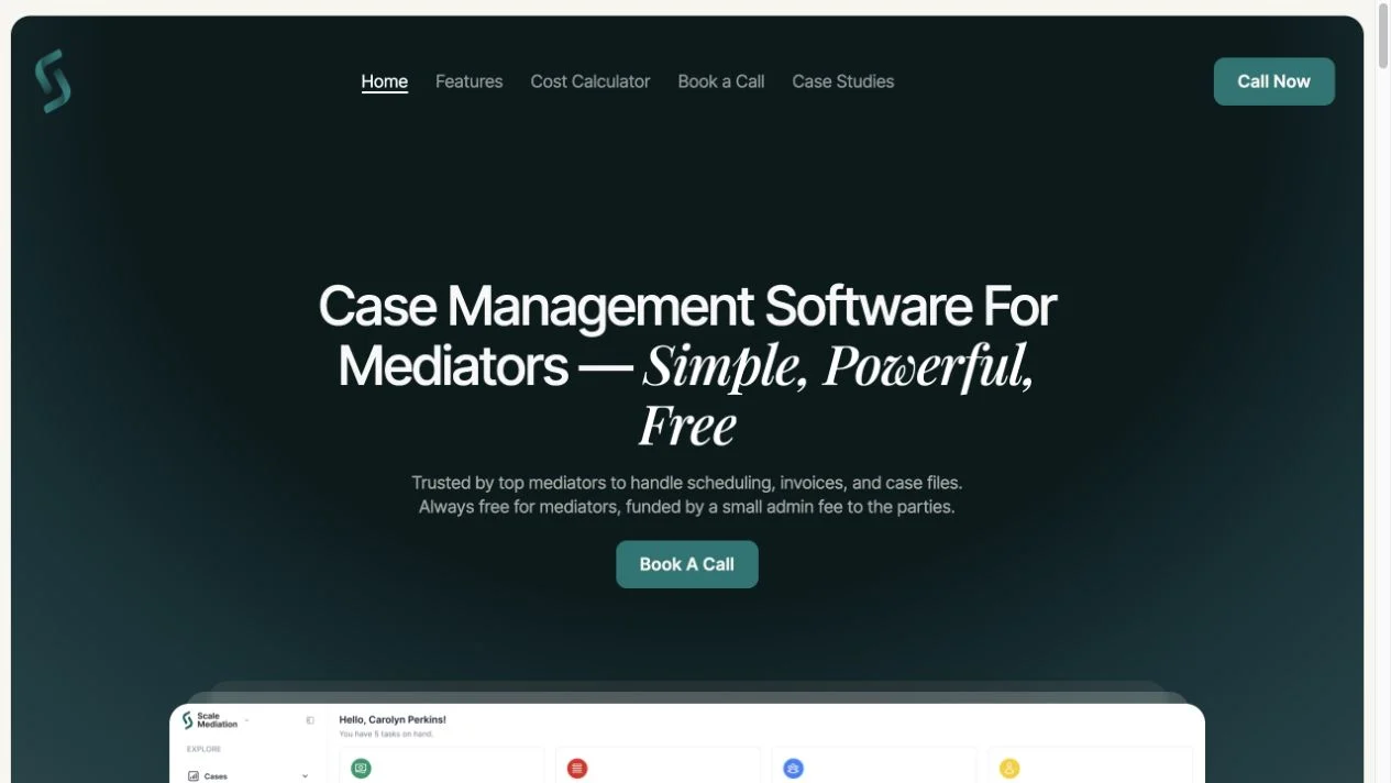 Desktop view of the Scale Mediation website