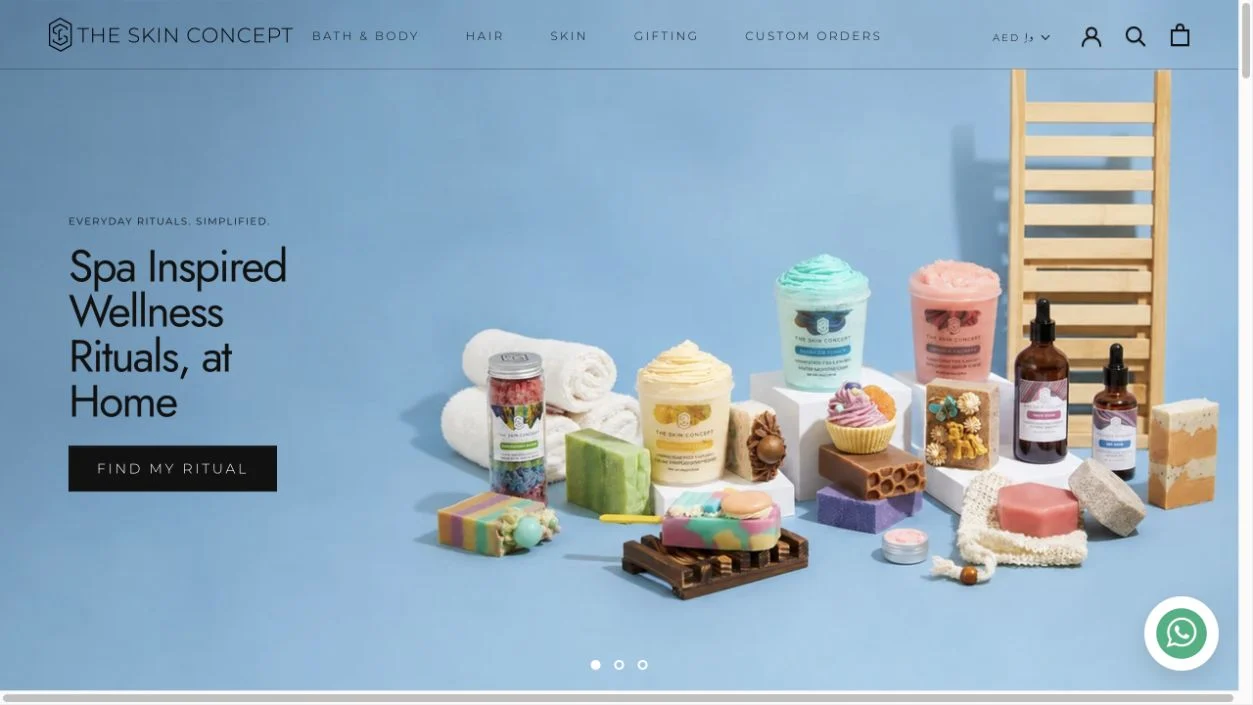 Desktop view of the The Skin Concept website
